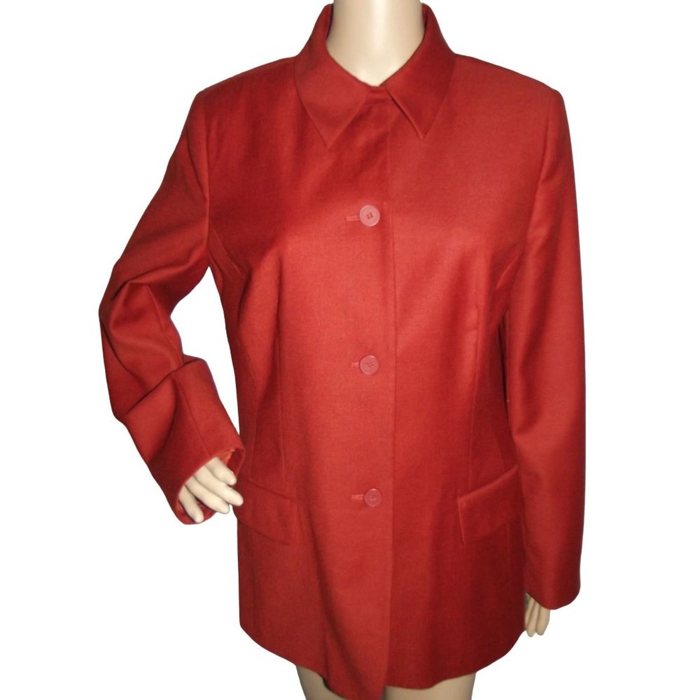 JG Hook Size 10 100% Wool Burnt Orange Blazer Jacket Women’s Lined